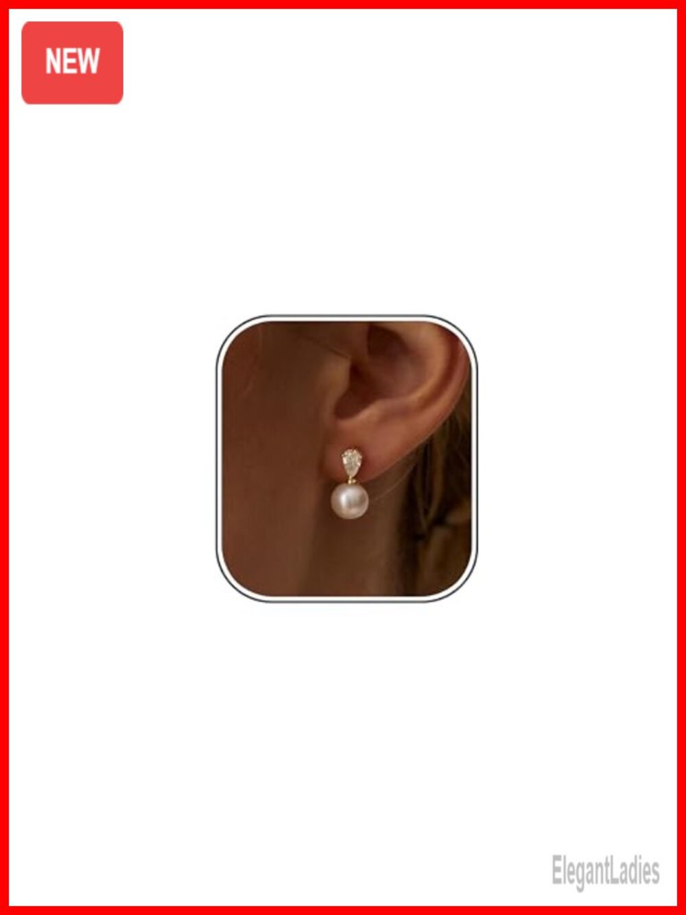 14k Gold Plated Pearl Drop Dangle Earrings CZ Teardrop Bridal Wedding